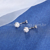 Piercing Banana Titânio 2 Pedras Zircônia