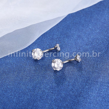 Piercing Banana Titânio 2 Pedras Zircônia