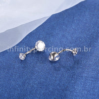 Piercing Banana Titânio 2 Pedras Zircônia