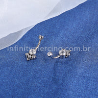 Piercing Banana Titânio 5 Pedras Indiano Zircônia