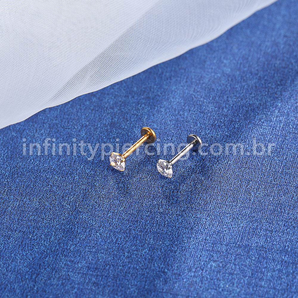 PIERCING LABRET TITÂNIO PVD ZIRCÔNIA REDONDA