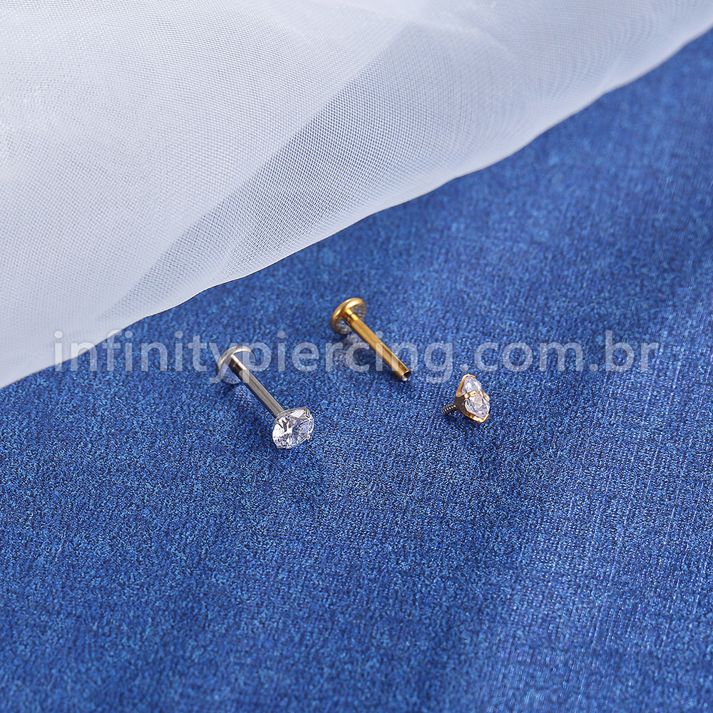 PIERCING LABRET TITÂNIO PVD ZIRCÔNIA REDONDA
