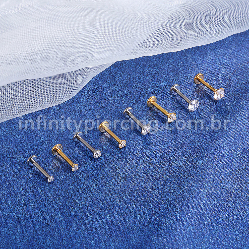PIERCING LABRET TITÂNIO PVD ZIRCÔNIA REDONDA