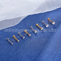PIERCING LABRET TITÂNIO PVD ZIRCÔNIA REDONDA