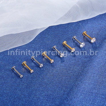 PIERCING LABRET TITÂNIO PVD ZIRCÔNIA REDONDA