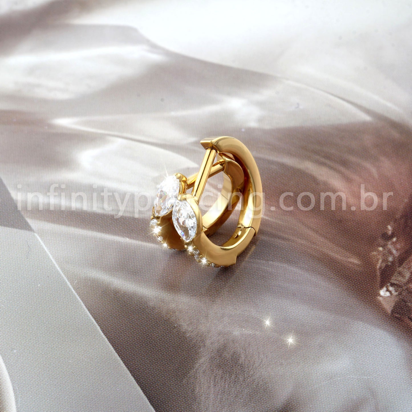 Piercing Argola Titânio Com Zircônia Cravejada