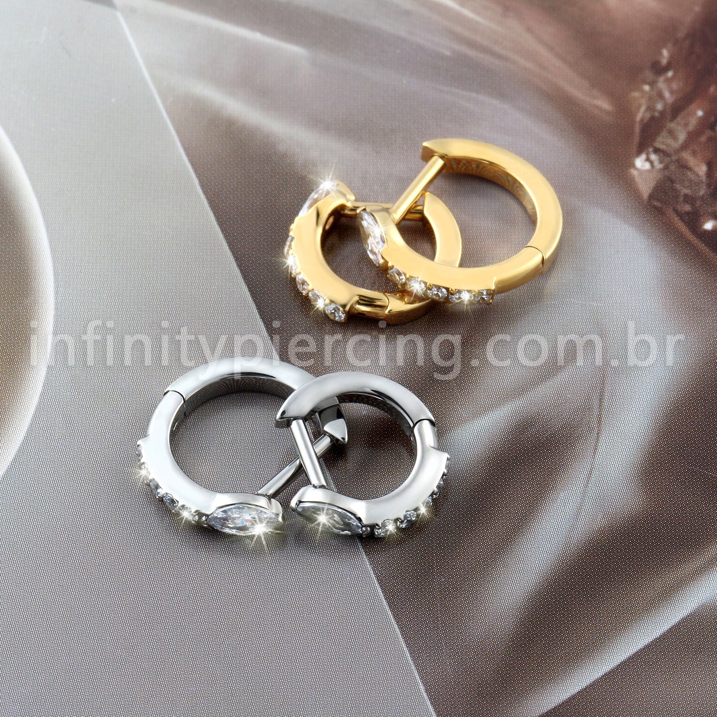 Piercing Argola Titânio Com Zircônia Cravejada