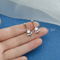 Piercing Banana Titânio 5 Pedras Indiano Zircônia