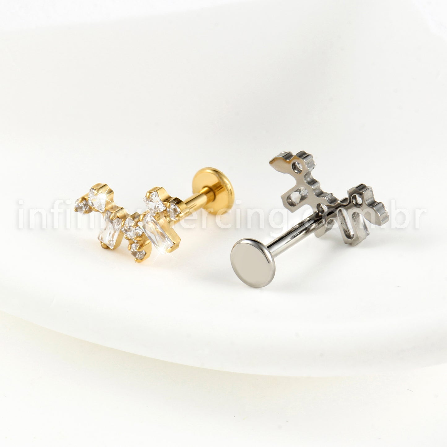 Piercing Labret Titânio Cluster Zircônia Cravejada