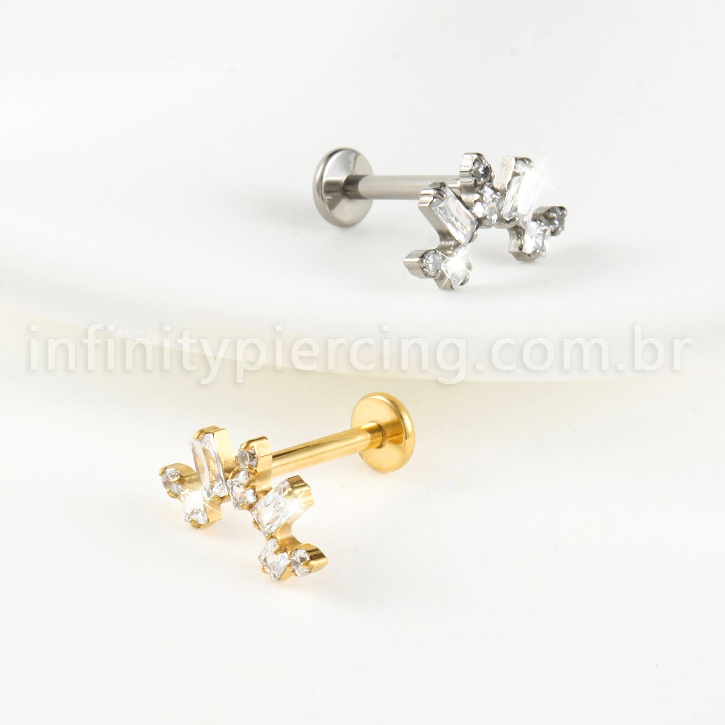 Piercing Labret Titânio Cluster Zircônia Cravejada