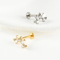 Piercing Labret Titânio Cluster Zircônia Cravejada