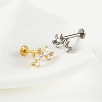 Piercing Labret Titânio Cluster Zircônia Cravejada