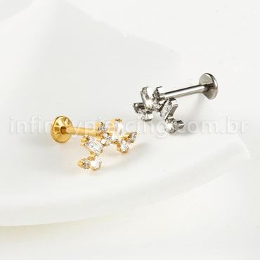 Piercing Labret Titânio Cluster Zircônia Cravejada