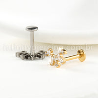 Piercing Labret Titânio Cluster Zircônia Cravejada