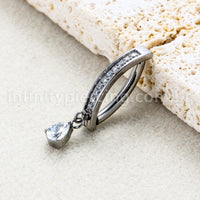 Piercing Argola Para Umbigo Titânio Zircônia  Com Pingente Gota