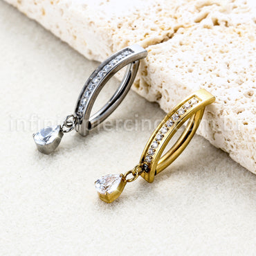 Piercing Argola Para Umbigo Titânio Zircônia  Com Pingente Gota