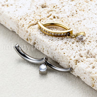 Piercing Argola Para Umbigo Titânio Zircônia  Com Pingente Gota