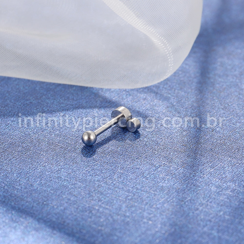 Piercing Minibarbell Aço Cirúrgico 2 Zircônia Cravada
