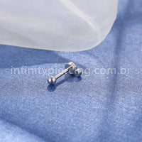 Piercing Minibarbell Aço Cirúrgico 2 Zircônia Cravada