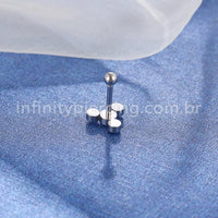 Piercing Minibarbell Aço Cirúrgico 4 Zircônia Cravada