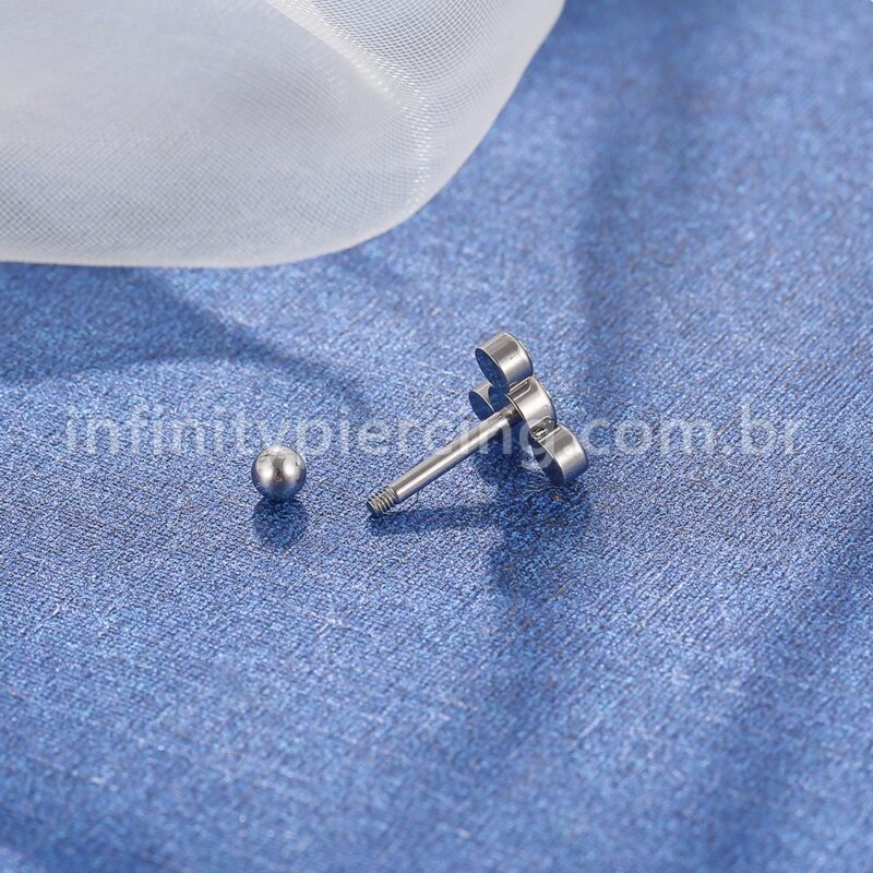 Piercing Minibarbell Aço Cirúrgico 4 Zircônia Cravada