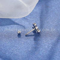 Piercing Minibarbell Aço Cirúrgico 4 Zircônia Cravada