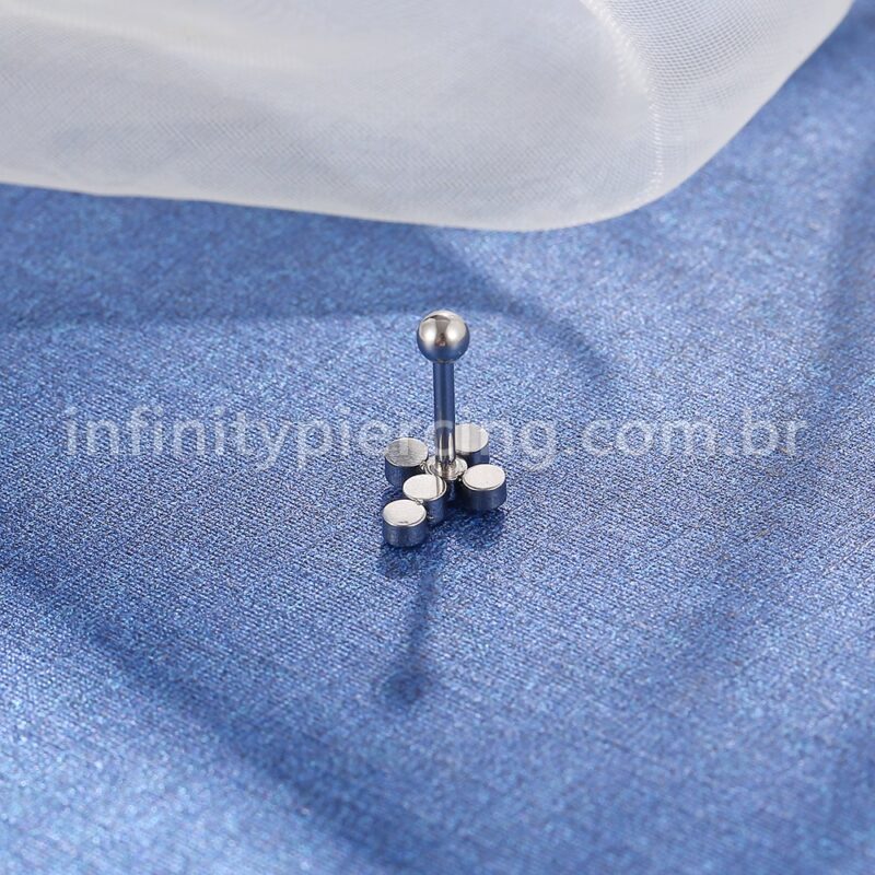 Piercing Minibarbell Aço Cirúrgico Cruz Zircônia Cravada