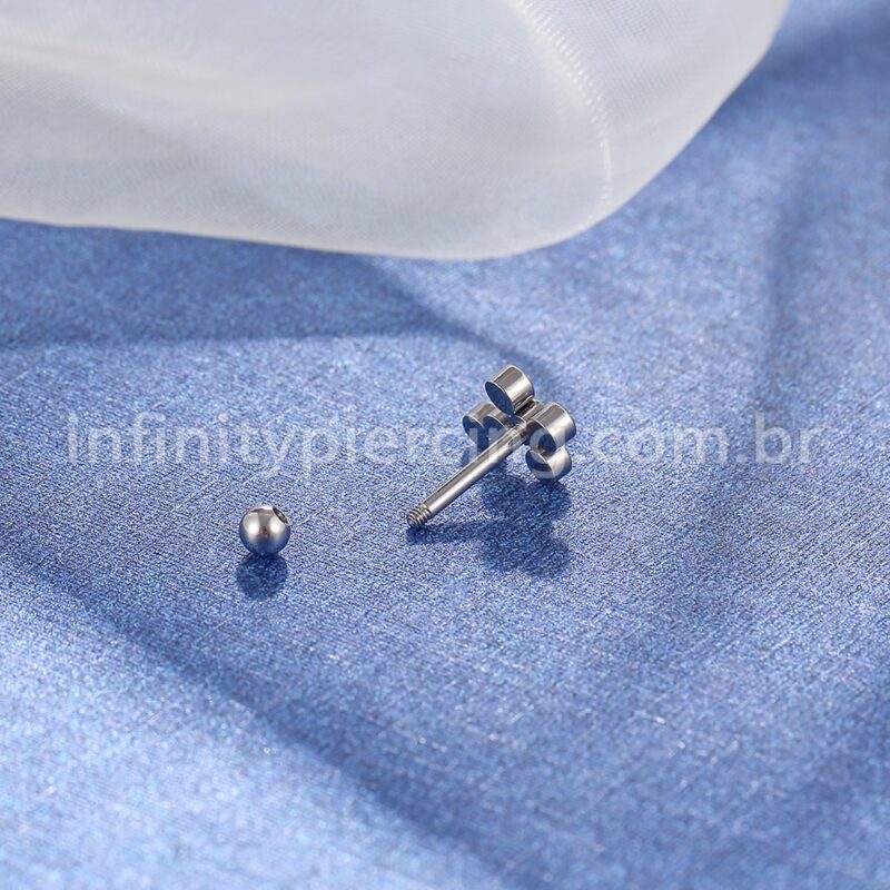 Piercing Minibarbell Aço Cirúrgico Cruz Zircônia Cravada