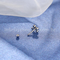 Piercing Minibarbell Aço Cirúrgico Cruz Zircônia Cravada