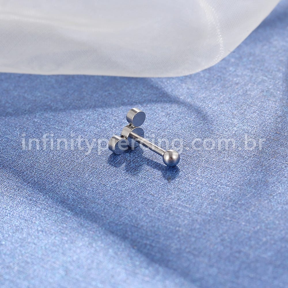 Piercing Minibarbell Aço Cirúrgico Trio Zircônia Cravada