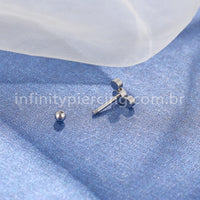 Piercing Minibarbell Aço Cirúrgico Trio Zircônia Cravada