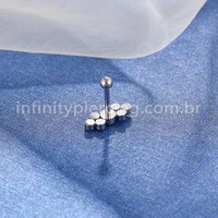 Piercing Minibarbell Aço Cirúrgico 7 Zircônias Cravada