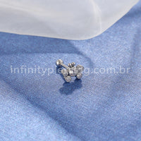 Piercing Minibarbell Aço Cirúrgico Borboleta Zircônia Cravada