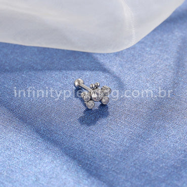 Piercing Minibarbell Aço Cirúrgico Borboleta Zircônia Cravada