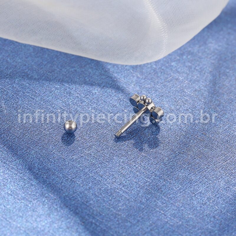 Piercing Minibarbell Aço Cirúrgico Borboleta Zircônia Cravada