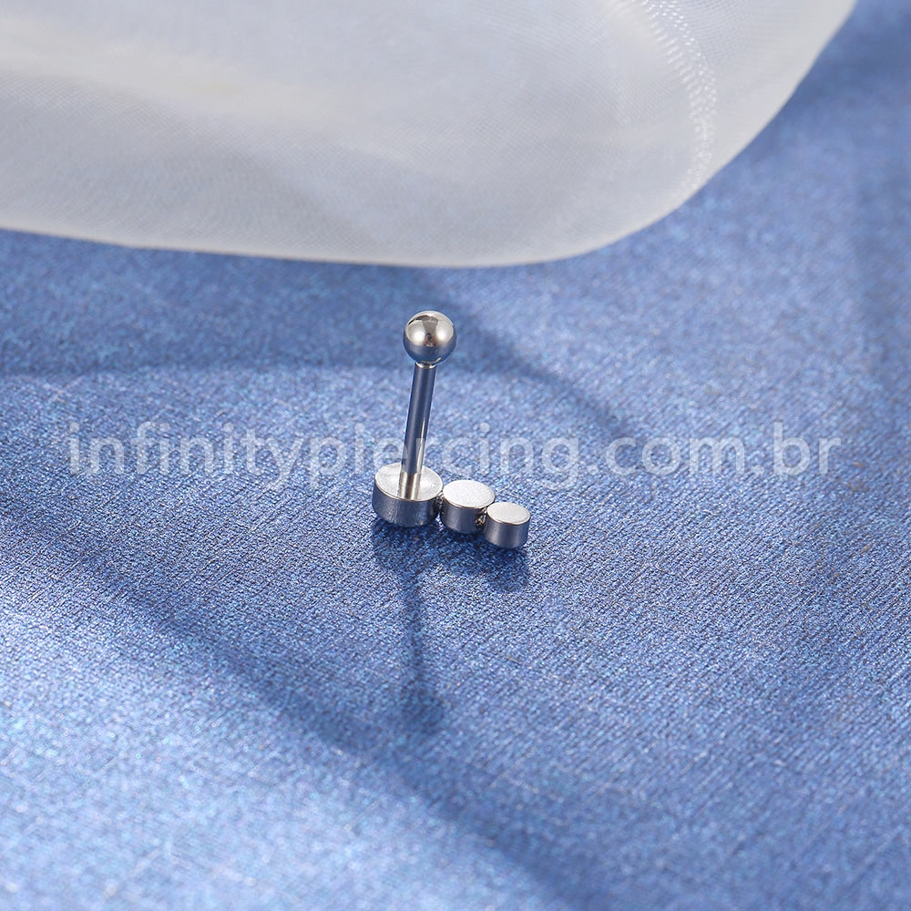 Piercing Minibarbell Aço Cirúrgico Trio Curvo Zircônia Cravada