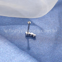 Piercing Minibarbell Aço Cirúrgico Trio Curvo Zircônia Cravada