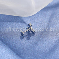 Piercing Labret Aço Cirúrgico 4 Zircônia Cravada