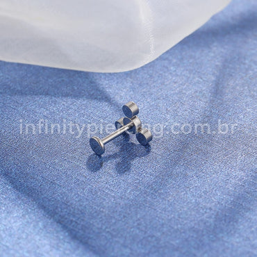 Piercing Labret Aço Cirúrgico 4 Zircônia Cravada