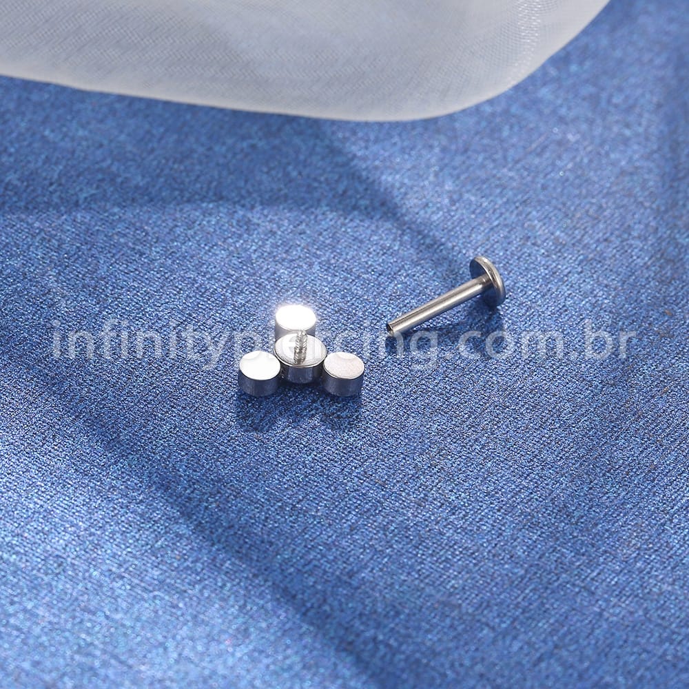 Piercing Labret Aço Cirúrgico 4 Zircônia Cravada