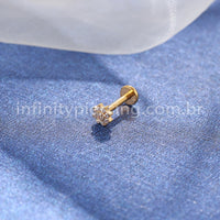 Piercing Labret Titânio Flor Zircônia