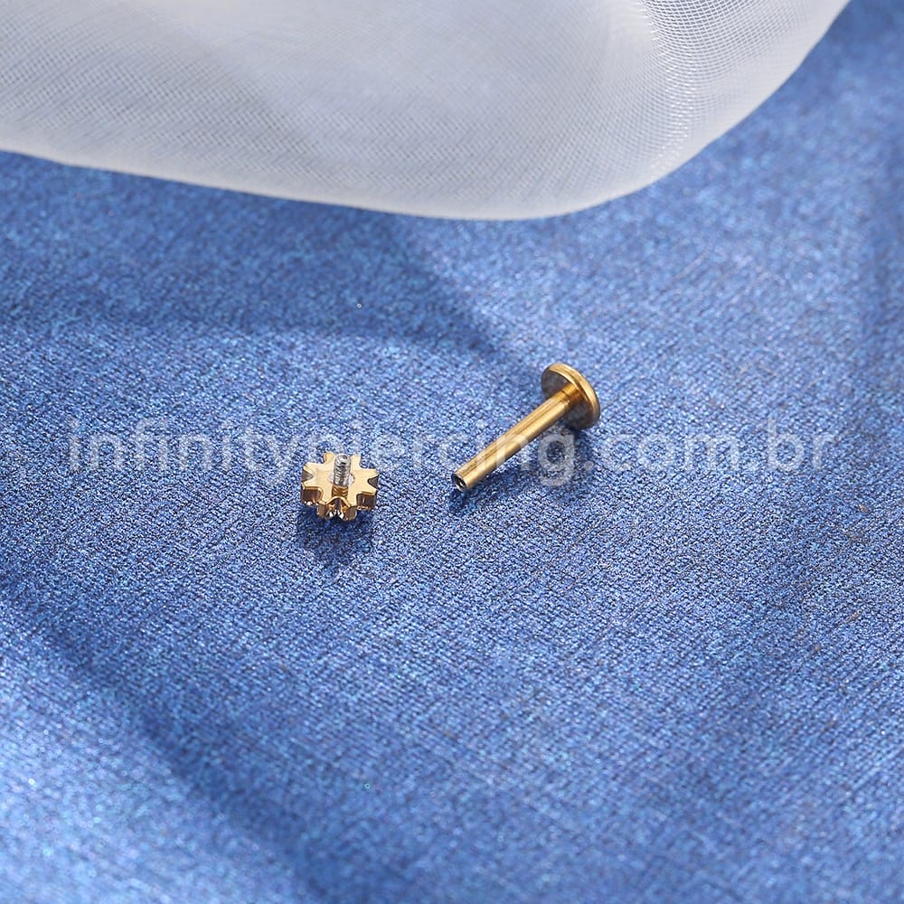 Piercing Labret Aço Cirúrgico Flor Zircônia