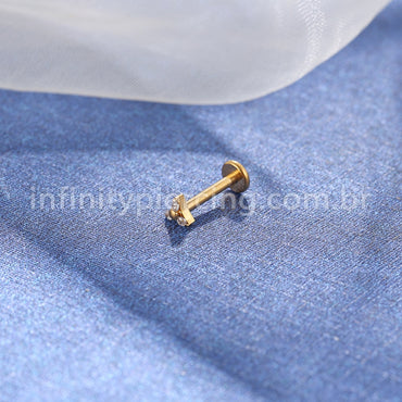 Piercing Labret Aço Cirúrgico Trinity Zircônia