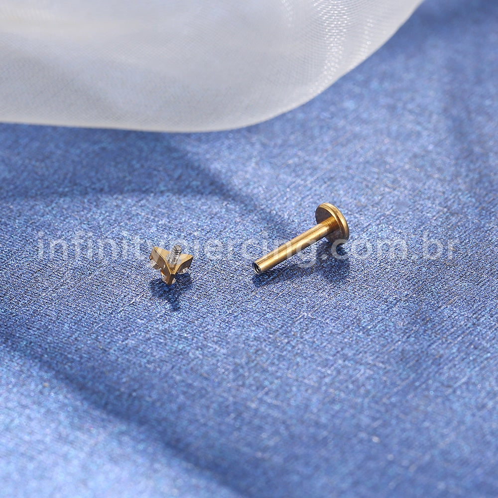 Piercing Labret Aço Cirúrgico Trinity Zircônia