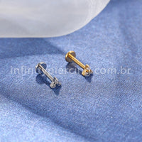Piercing Labret Aço Cirúrgico Trinity Zircônia