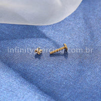 Piercing Labret Aço Cirúrgico Flor 4 Pétalas Zircônia