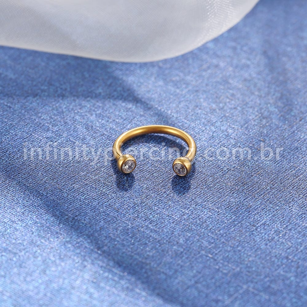 Piercing Ferradura Aço Cirúrgico Zircônia Cravada