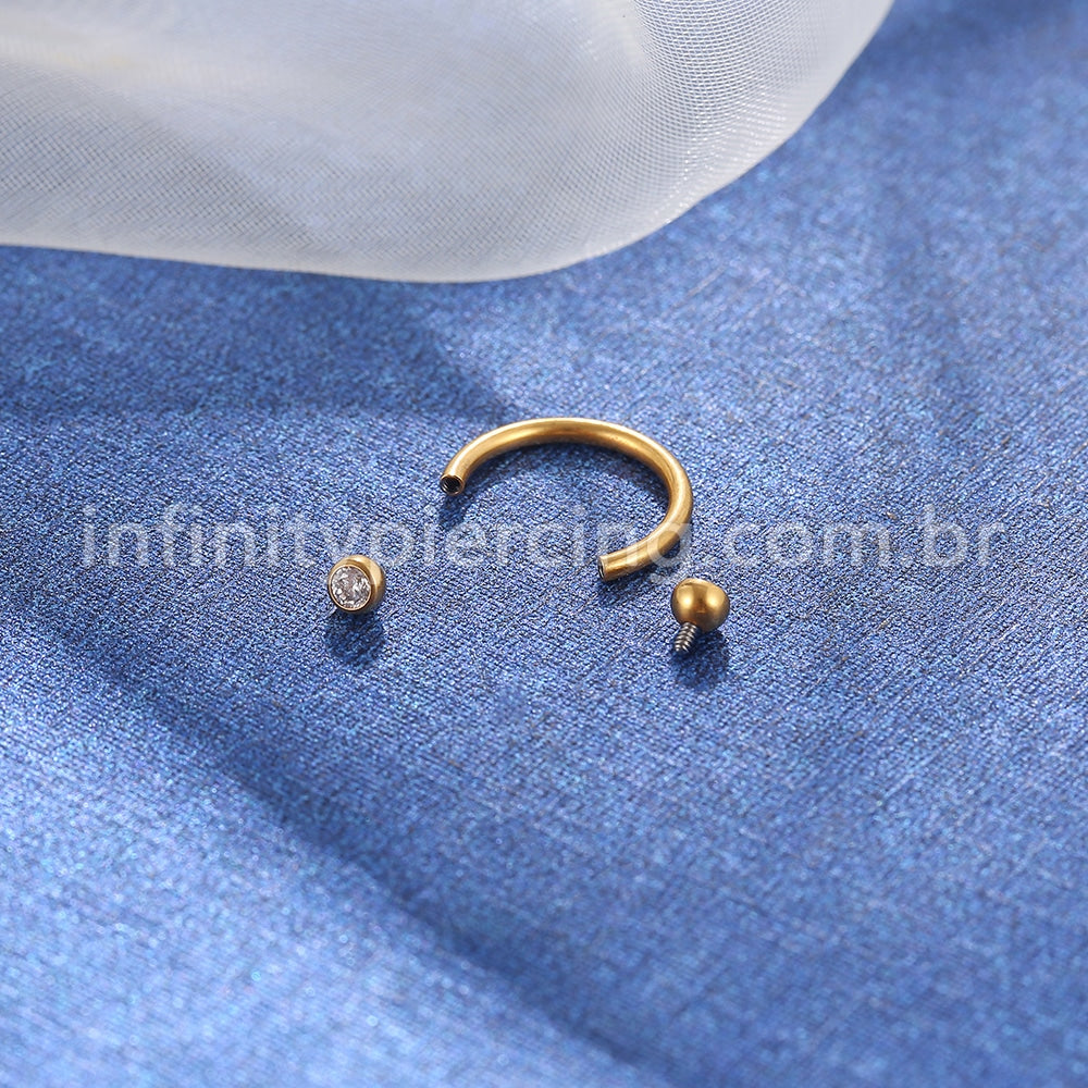 Piercing Ferradura Aço Cirúrgico Zircônia Cravada