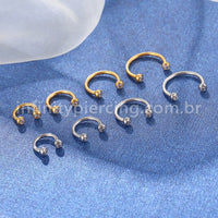 Piercing Ferradura Aço Cirúrgico Zircônia Cravada
