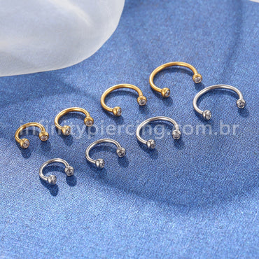 Piercing Ferradura Aço Cirúrgico Zircônia Cravada